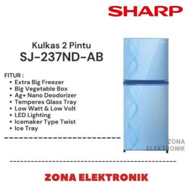 Sharp SJ-237ND-AB Kulkas 2 Pintu Sharp SJ 237 / SJ237 Blue Multicolor