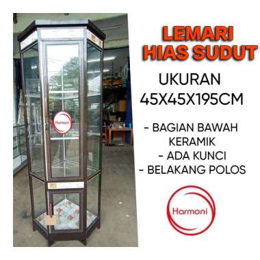LEMARI HIAS SUDUT KACA ALUMUNIUM PAJANGAN SUDUT LEMARI HIAS SUDUT ALUMUNIUM FREE ONGKIR SERANG POLOS