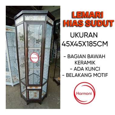 LEMARI HIAS SUDUT KACA ALUMUNIUM PAJANGAN SUDUT LEMARI HIAS SUDUT ALUMUNIUM FREE ONGKIR SERANG MOTIF