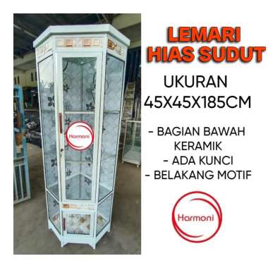 LEMARI HIAS SUDUT KACA ALUMUNIUM PAJANGAN SUDUT LEMARI HIAS SUDUT ALUMUNIUM FREE ONGKIR SERANG MOTIF