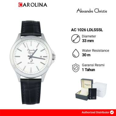 Jam Tangan Wanita Alexandre Christie Primo Steel AC 1026 LDLSSSL White Dial Black Leather Strap [ Ja