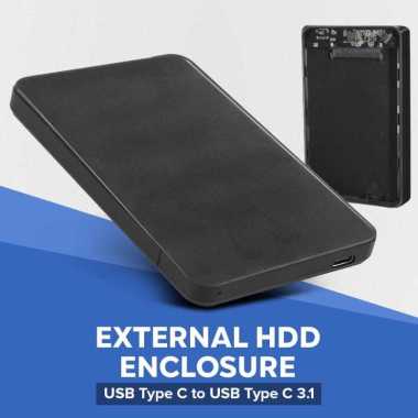 WTZ External HDD Enclosure 2.5 Inch Type C to USB Type C 3.1 Hitam