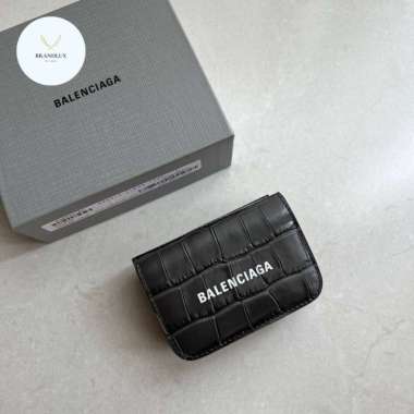 Balenciaga trifold cash mini wallet in black embossed - 100% Authentic