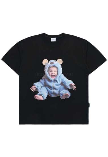 [ADLV] Acmedelavie Baby Face Monster Baby Short Sleeve T-Shirt Black 2