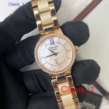 Original 100%!! Jam Alexandre Christie Wanita AC 2A94 AC2A94 Cream Rosegold Garansi Resmi 1 Tahun