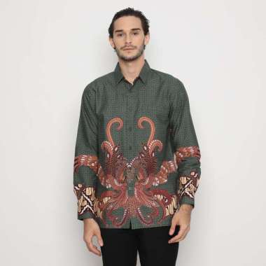 Platini Kemeja Batik Pria Lengan Panjang Katun Hijau 36055 S