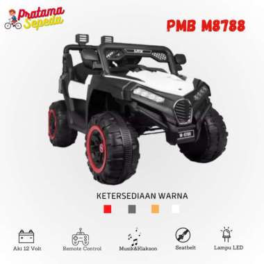 MOBIL AKI ANAK REMOTE CONTROL UTX M8788 2 GEARBOX AKI 12 VOLT Putih