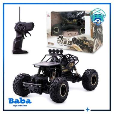 MAINAN MOBIL REMOTE 4WD ROCK CRAWLER OFFROAD 2.4GHZ RC REMOTE CONTROL Hitam