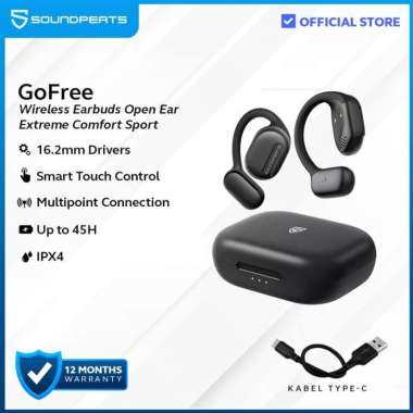 SoundPEATS GoFree True Wireless Open Ear Extreme Comfort Sport TWS Hitam
