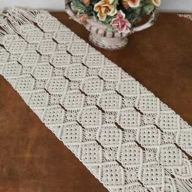 taplak meja makrame / macrame table runner 006 - 90x30cm 60x20cm