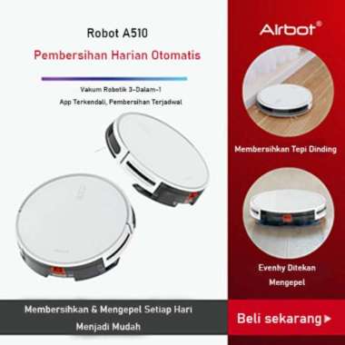 Airbot A510 Slim Robotic Vacuum Cleaner 2500Pa APP Kontrol Tuya Robot Cerdas Sapu + Pel Debu Piala T