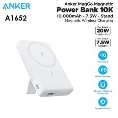 ANKER A1652 - MagGo Power Bank 10000mAh 7.5W with Kickstand White