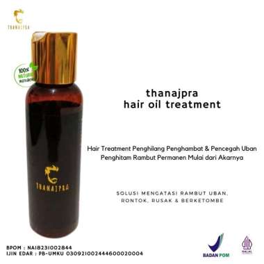 Penghitam rambut penghilang uban permanen alami herbal bpom Thanajpra hair oil