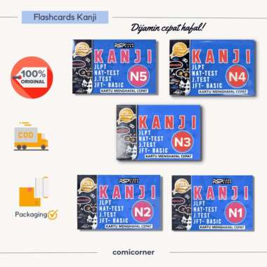 Flash Cards Kanji JLPT N5 N4 N3 N2 N1 Bahasa Jepang Multivariasi Multicolor