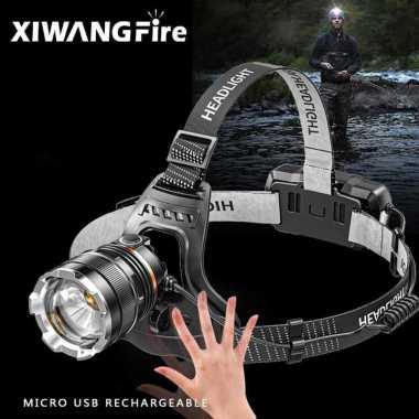 XIWANGFire Senter Kepala Headlamp LED XHP50 Rechargeable IPX4 20W