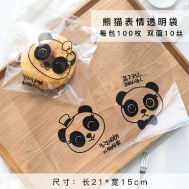 100pcs plastik roti opp plastik roti motif tebal plastik donat kue panda