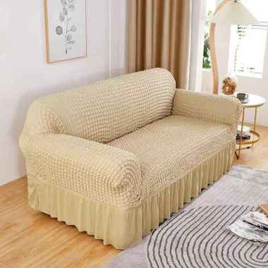 JP Sarung sofa penutup sofa universal rok kela L（3 Seater ) kream