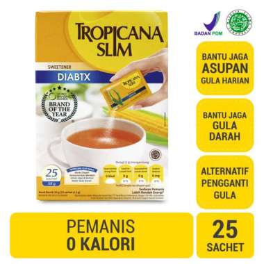 Promo Harga Tropicana Slim Sweetener Diabtx 25 pcs - Blibli