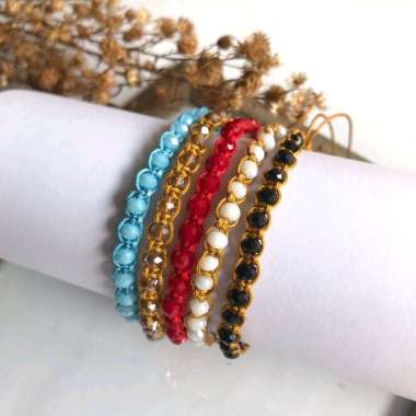 Gelang Kristal Macrame serut Viral coklat