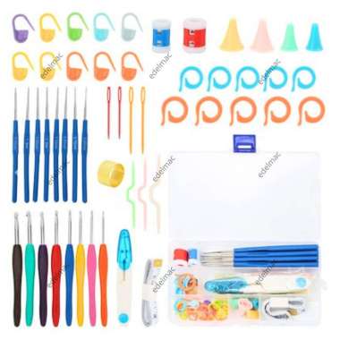 Complete Set Jarum Hakpen Rajut Sulam Crochet Hook Knitting Sewing Needle Tools Accessories DIY
