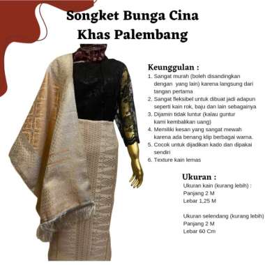 Songket Pash - Songket Bunga Cina ATBM Khas Palembang Berbagai Macam Warna Cream