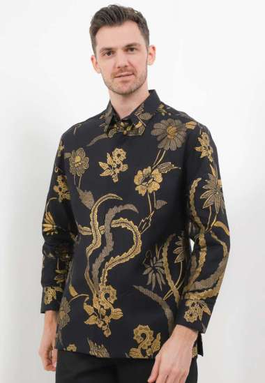 Arjuna Weda Kemeja Body Fit Batik Motif 5 58134024 - Gold S