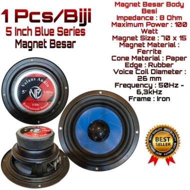 Speaker Volans Audio 5 Inch Blue Magnet Besar 100 Watt Body Besi