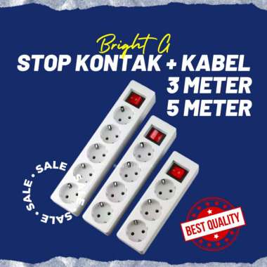 Stop Kontak Colokan Listrik Kabel 3 4 5 Lubang SNI Bright G Terminal Listrik Saklar On Off 3 Meter 3