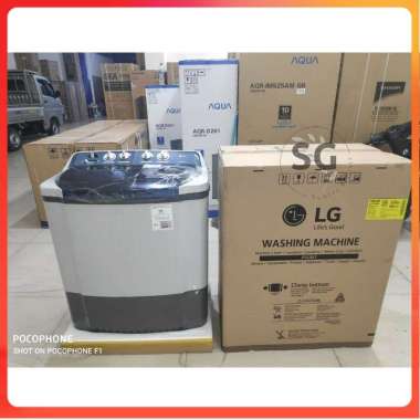 LG MESIN CUCI 2 Tabung 9kg P-9050 R / 9KG 2 TABUNG 9050R P 9050 LOW WATT STANDART