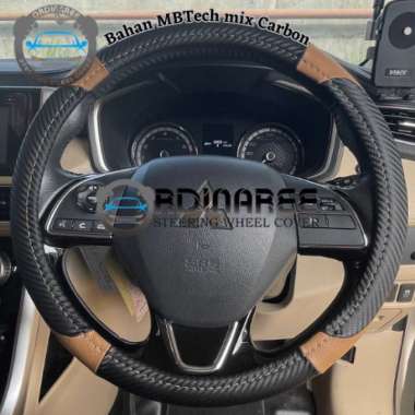 Sarung Stir Mobil MBTech mix Carbon Elegant Series L Mocca