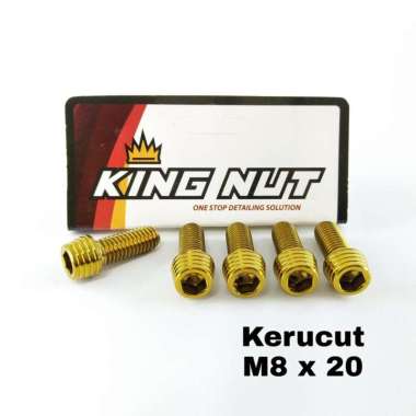Baut M 8 x 20 Drat 12 x 20 Kerucut Kunci L Probolt Thailand Stainless King Nut Gold