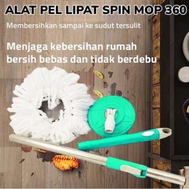 Alat Pel Lipat Peras Tongkat Handle Gagang Pel Lantai Kain Spin Mop Stick Set Putar 360 RANDOM
