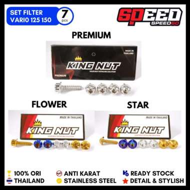 Baut Set Filter Honda Vario 125 Vario 150 Pcx (7 PCS) Baut Probolt Thailand Stainless King Nut Star 