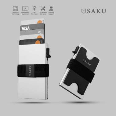 SAKU Dompet Kartu Pria Smart Card Holder Wallet RFID Commando SILVER Single