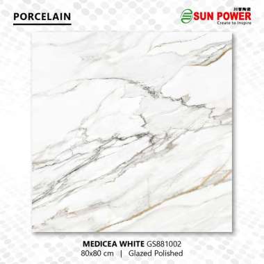 Granit Lantai Glossy Polished 80x80 - Medicea White | Sun Power