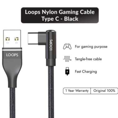 GARANSI TAM 1 Tahun Loops Nylon Kabel Type C gaming cable 15W charger