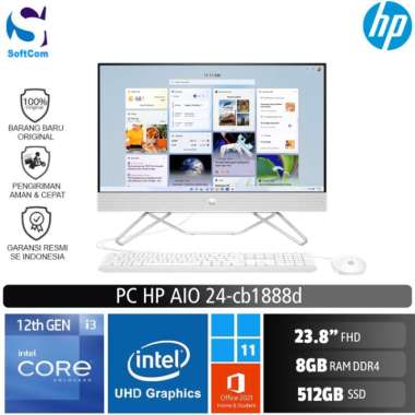 PC HP AIO 24 cb1888d Desktop PC [i3 1215U/8GB/512GB SSD/23.8" FHD/Win 11 Home + OHS 2021]