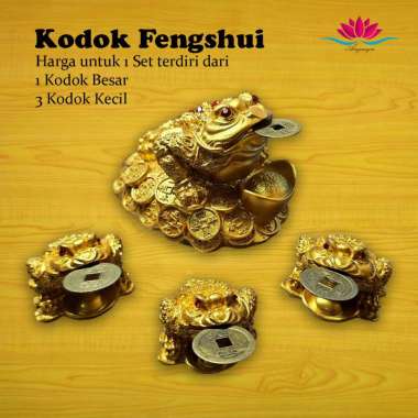 Kodok Fengshui / Kodok Emas Kaki Tiga 1 Set
