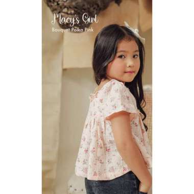 HarlowKids Macy's Girl Top Anak Bayi M Bouquet Polka Pink