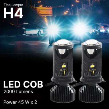 2PCS LAMPU LED MOBIL MOTOR H4 MINI PROJECTOR PROJIE Y6D SUPER BRIGHT Hitam