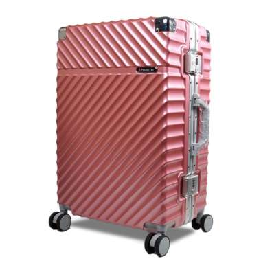Koper Hardcase Aluminum Polo City No Zipper Size Bagasi 24 Inch - 7001 Rose Gold