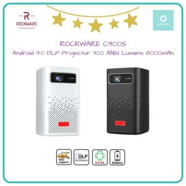 ROCKWARE C900S - Mini Smart Android 9.0 DLP Projector 300 ANSI Lumens - Proyektor DLP Baterai 8000mA