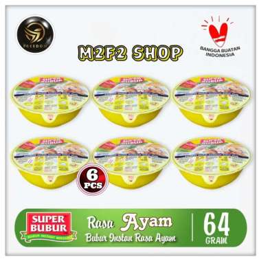 Bubur Instan Super Bubur Seduh Rasa Ayam | Mangkuk Cup - 64 gr (Kemasan 6 Pcs)