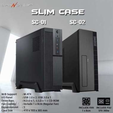 CASING PC / CPU KOMPUTER MURAH POWER UP SLIM CASE INC 1 FAN + PSU SC02