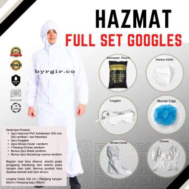 BYRGIR Hazmat Level 3 Lengkap Full Set Baju APD Coverall Bisa Dicuci Set Goggles