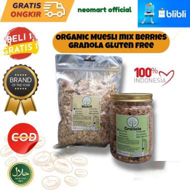 PROMO Paket Granola Neo 500gr + Muesli 500 gram. Sereal Sarapan Sehat. Oat, kismis, almond, Paket Sa