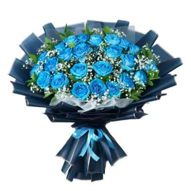 Buket Bunga Mawar Biru - Karangan Bunga Mawar Hadiah Perayaan 24 Tangkai