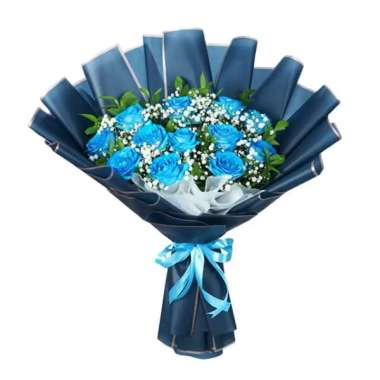 Buket Bunga Mawar Biru - Karangan Bunga Mawar Hadiah Perayaan 12 Tangkai