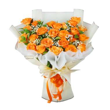 Buket Bunga Mawar Orange - Karangan Mawar Orange Beragam Tangkai - FlowerAdvisor 24 Tangkai