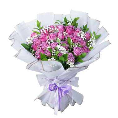 Buket Bunga Mawar Ungu Karangan Mawar Ungu Acara Perayaan - FlowerAdvisor 24 Tangkai